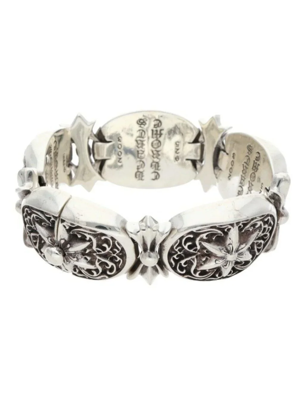 Chrome Hearts Tiny Oval Star Link Silver Bracelet